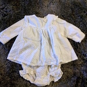 Tocoto Vintage Baby Polka Dot Dress with Panties Size 1-3 Months in Cream